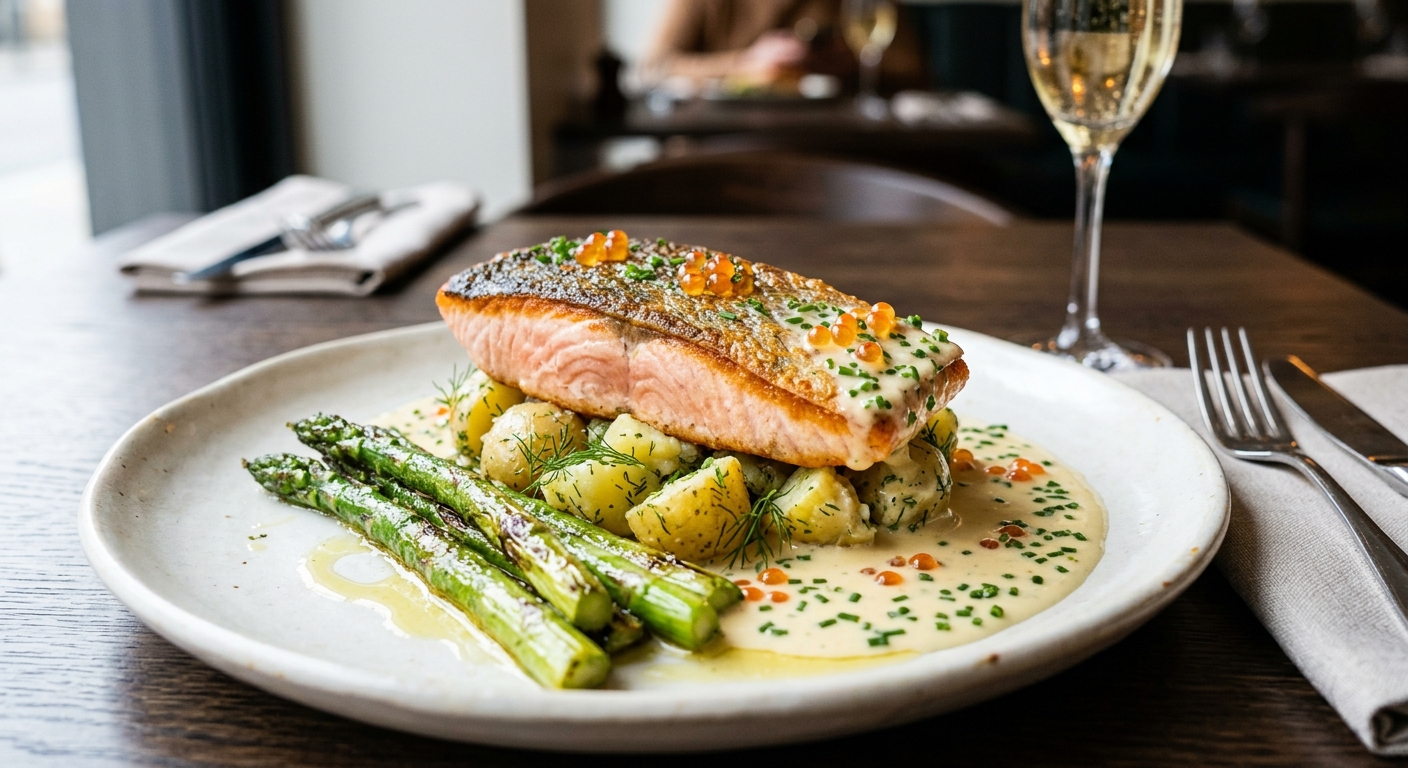 Crispy-Skin Salmon with Champagne Beurre Blanc